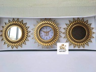 Jam Dinding Cermin Set Dekorasi Wall Decor