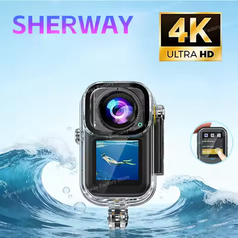 Sherway 4K Action Camera Image Stabilization Pocket Cam Dual-screen with Waterproof Bodycam 60fps Ou