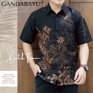 KATUN KEMEJA Hem Shirt Batik Shirt Men Men Men Slimfit Full Lapis Sogan Short Sleeve Original Origin