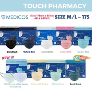 MEDICOS (NEW) Regular Fit  Size 175 HydroCharge 4ply Surgical Face Mask (Assorted Color) 50’s