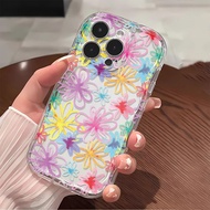 Colorful flowers Phone Stand Phone Case Compatible for IPhone 7 XR 6s 6 8 Plus 14 11 13 12 Pro Max X XS Max SE 2020 Creative wave cream phone case