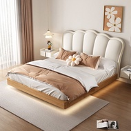 HOMIE LIFE เตียงนอน 6 ฟุต Leather Bed เตียงมินิมอล Solid Wood หัวเตียงนอน Bedroom H42 1.5M(1500mm*2000mm) One