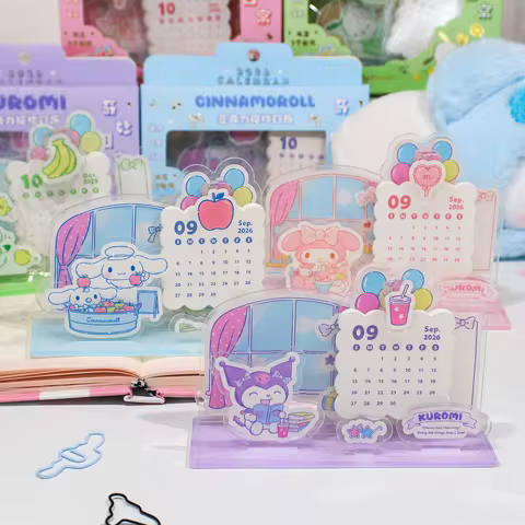 2027 Genuine Sanrio Daily Schedule Calendar Cartoon Kuromi Cinnamoroll Melody Acrylic Yearly Calenda