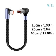 Will 15 25 50cm Short 66W USB USB to Type C Cable 90 Degree Elbow USB To Type C Cable