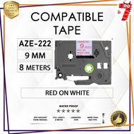 Compatible Tze-222 9mm Red on Clear Tape Label