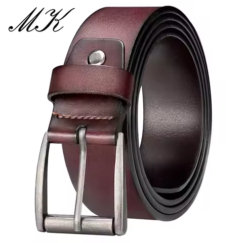 Maikun Genuine Leather Belts For Men For Jeans Trousers Men's Casual Vintage Alloy Pin Buckle Second