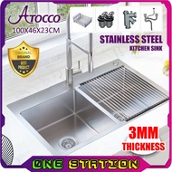 AT-10046SS Stainless Steel Double Bowl Kitchen Sink Sinki Dapur Nano Satin Undermount Top Mount Basin Dapur 厨房水盆洗菜盆