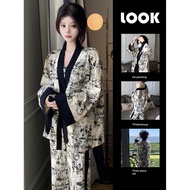 sexy sleep women baju tidur sexy nipis Piyama tiga helai wanita lukisan dakwat Cina baru selebriti b