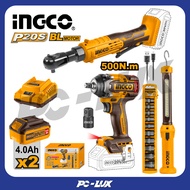 INGCO Combo Set 500Nm Impact Block + Free Handle Wrench + USB Flashlight COSLI240461