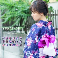 Yukata 3-Piece Set Yukata Half Width Belt Clogs Women's Yukata Yukata Set Women's