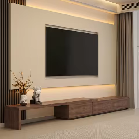 TV Stand Modern Entertainment Center Electric Fireplace Floating Wood Console Furniture Storage Cabi