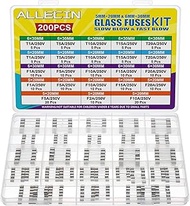 ALLECIN 21 Values 250V Fast Slow Blow Glass Fuses Assortment Kit 5X20MM F 1A 2A 5A 10A 15A 20A Cartr
