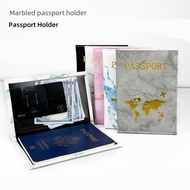 passport cover passport holder Corak marmar pu kulit penutup pelindung pasport jahitan tepi pemegang