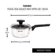 Fukuro Yuga 304 Stainless Steel Sauce Pan With Lid (16cm / 18cm)  / Periuk Sauce Pan
