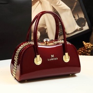 Bag Female Bag Diamond-Studded Boston Pillow Bag Shoulder Messenger Bag Brand Patent Leather Clip Ha