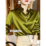 KEMEJA Kem LOVIE SATIN VELVET PREMIUM - ML XL 2XL 3XL 5XL / Trendy Satin Women's Shirt / Hijabers Sh