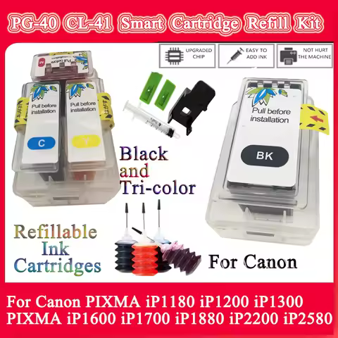Without Chip PG-40 CL-41 for Canon Smart Refillable Cartridge Kit PG140 141 740 741 640 for Canon PI
