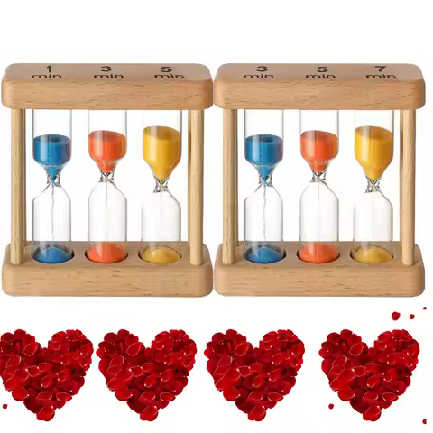 1Min 3Min 5Min 7Min Sand Timer Set Wooden Hourglass Sandglass Sand Clock for Cooking Classroom Exerc