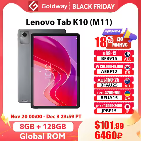 New Lenovo Tab K10 M11 8GB 128GB 90Hz 11" Display Mediatek Helio G88 7040mAh Android 13 Tablet Globa