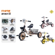 EXOTIC ET719 Children's Tricycle with Music Light Basket and Anti-Slip Pedal Wheels