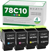 78C10K0 78C10C0 78C10M0 78C10Y0 High Yield Toner Cartridge Replacement for Lexmark CS421 CS521 CS622