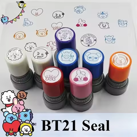 Kawaii BT21 Cartoon Seal DIY Pattern Notebook Cute Pattern Mark CHIMMY COOKY KOYA TATA Anime Gift To
