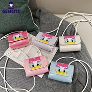 GEMEITE Children Cartoon Coin Purse Trendy Cute Daisy Duck Pu Leather Crossbody Shoulder Bag