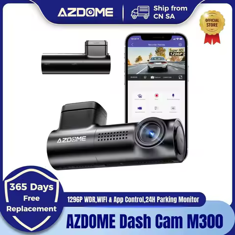 AZDOME M300 Dash Cam 1296P WDR Car DVR 150° FOV WiFi App Control Dash Camera Recorder English Voice 