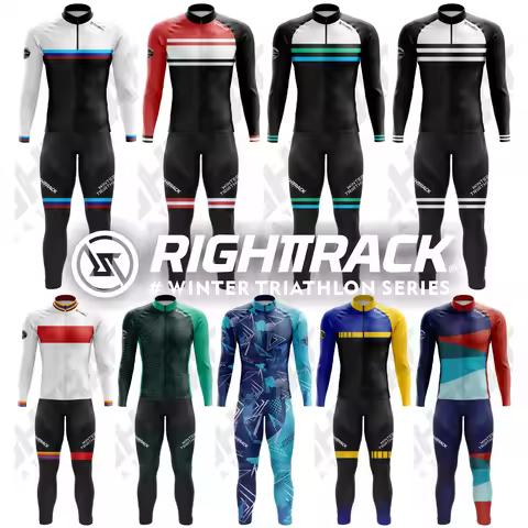 Pro Winter Triathlon Trisuit Thermal Fleece Long Sleeve Skinsuit Skiing Cycling Running Skating RIGH