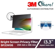 3M™ Bright Screen Privacy Filter for 13.3in Laptop, 294 mm x 166 mm, 16:9, BP133W9B