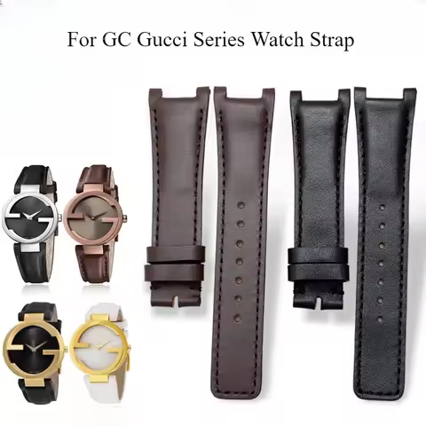 Concave Interface Genuine Cowhide Watchbands for GC Gucci YA1332 YA1333 YA1335 Dainty Sweatproof Str