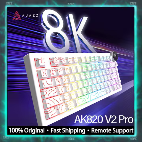 AJAZZ AK820 V2 Pro Wireless Mechanical Keyboard Dual 8kHz Polling Rate Dynamic RGB 2.4G BT Wireless 