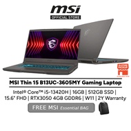MSI Thin 15 B13UC-3605MY (i5-13420H/16GB/512GB SSD/15.6" FHD 144HZ/ RTX3050 4GB /W11/BAG/2Y) Gaming 