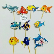 Ikan Cute/Fish/Hiasan Laut Topper Cupcake Birthday / Hiasan Kue Ultah