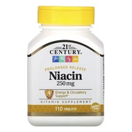 21st Century Niacin 250mg 110 Tablets, Vitamin B-3,  Prolonged Release, Vitamin Supplement, Energy S
