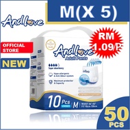 [24 hours delivery] ANDLOVE Adult Diapers M (5Packs/50Pcs） Adult Pull-Up Pants, Leak-Proof
