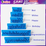 6pcs Cake Baking Molds Alphabet Letter Words Cookie Press Stamp Embosser Fondant Mould Decoration