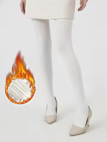 1 Pair Women Warm White Tights Stretchy Fleece Lined White Tights Pantyhose Stockings Women's Tights
