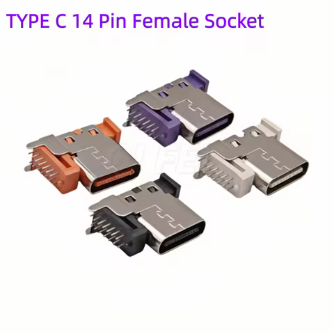 20pcs USB TYPE C 14 Pin Female Socket Connector Vertical 90° Side Insertion Charging Socket USB TYPE