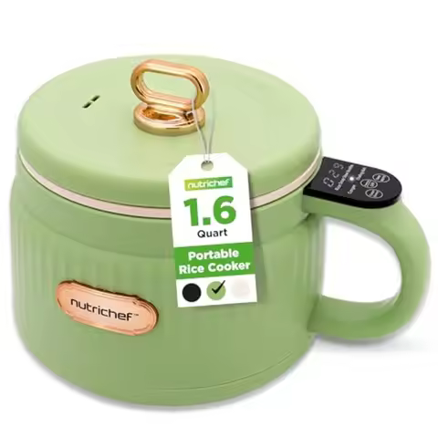 1.6 QT Portable Electric Rice Cooker and Lunch Maker Multi-Functional and Non-Stick Ceramic Coating 
