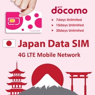 Japan Travel SIM Card  For 7/15/30Days (3/5/10/20/30/50 GB) 4G Sim Card, Docomo KDDI Network Gomo Si