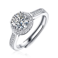 【รับประกันของแท้ 100%】Moissanite แหวนหนึ่งกะรัตหญิงคู่แหวน S925 เงินคู่แหวนทอง 18K แฟนของขวัญวันเกิดแหวน