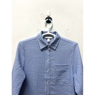 A290: H&M XS to S size self knotted blouse/ HM long sleeve poly-cotton striped blouse