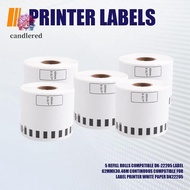 5 Refill Rolls Compatible DK22205 Label 62mmx30.48M Continuous Compatible for Brother Label Printer 