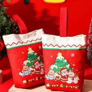 Christmas Canvas Tote Bag Christmas Eve Apple Candy Gift Bag Handheld Gift Bag Creative Christmas So