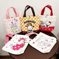 Kawaii Sanrio Handbag Cinnamoroll My Melody Crossbody Canvas Bag Lunch Bag for School Kids Cartoon Cute Christmas Gifts for Girl