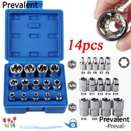 PREVALENT 14PCS/Set Wrench Head Star Socket Set, 1/4" 3/8" 1/2" With Storage Box Hexagon Socket Nut 