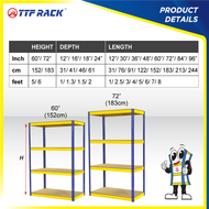 TTF Rack™ Boltless Rack H152-183cm D31-61cm/Rack 4 Level Rak Besi Serbaguna Office Storage Rack Meta