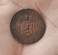 Coin Netherlandsch Indie 2 1/2 Cent Benggol 1 duit tahun 1857 Kondisi sama seperti Fotonya t511