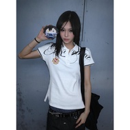 Y2k warhorse embroidered badge shoulder polo shirt for men and women